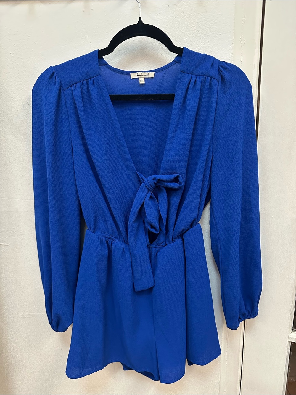Blue Tie-Front Women's Romper